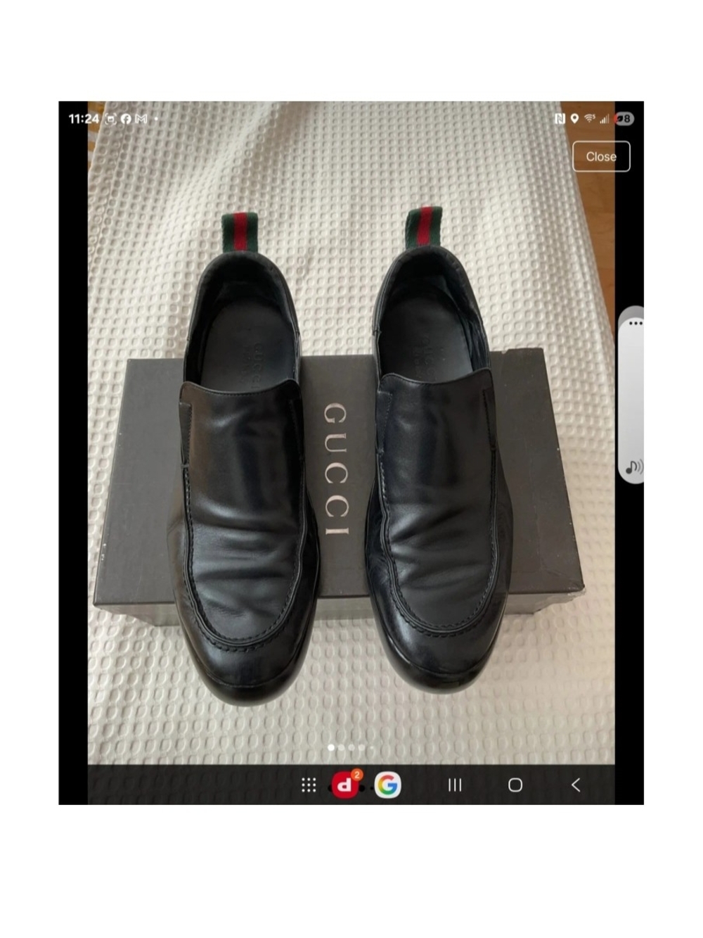 Gucci Black Leather Slip-On Loafers with Signature Green-Red Heel Tab